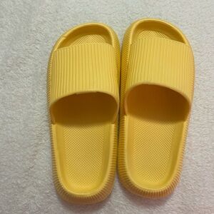 Womans Yellow Slide Sandals